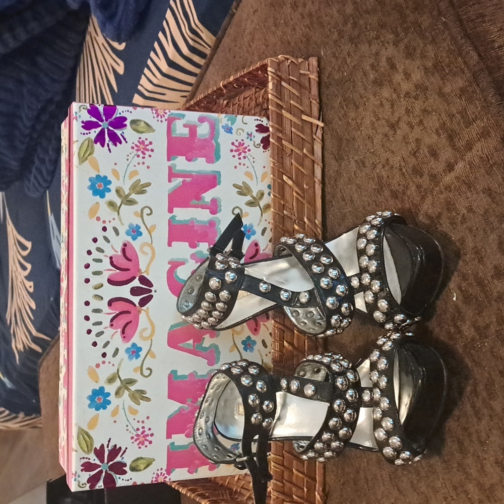 Report Signature Black and Silver Studded Sandals